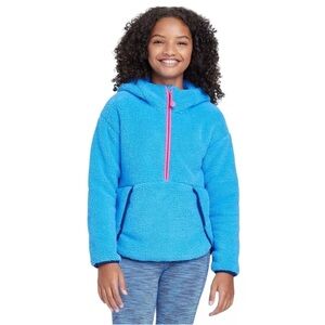 Girls' Faux Shearling Fleece 1/2 Zip Pullover All in Motion Blue Sz Small (6/6X)